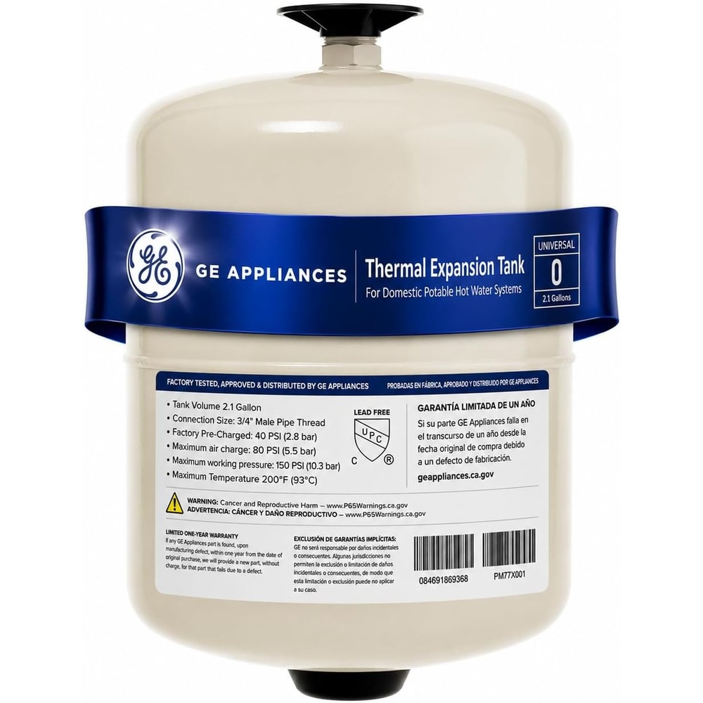 image:imageGE Appliances Water Heater Expansion Tank  21 Gallon PreCharged 40 PSI 34 MNPT Connection Max Temp 200F  Helps Protect Plumbing System