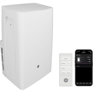 GE 6,000 BTU DOE Portable Air Conditioner for Small Rooms up to 250 sq ft, Compact 3-in-1 AC Unit + Dehumidifier + Fan, Auto Evaporation, Remote, Easy-Roll Casters, Window Kit Included, White(7 000 BTU – WIFI)
