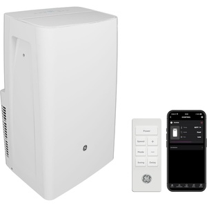 GE 8,000 BTU DOE Smart Portable Air Conditioner for Rooms up to 350 Sq Ft, Compact 3-in-1 AC Unit with Dehumidifier & Fan, Auto Evaporation No-Drain, Remote, Window Kit Included | 8, 000 Btu Cools Up to 350 Sq Ft, 3-in-1 Cool and Fan and Dry, WI-FI Smarthq, Remote and Window Kit Included(8 000 BTU – WIFI)