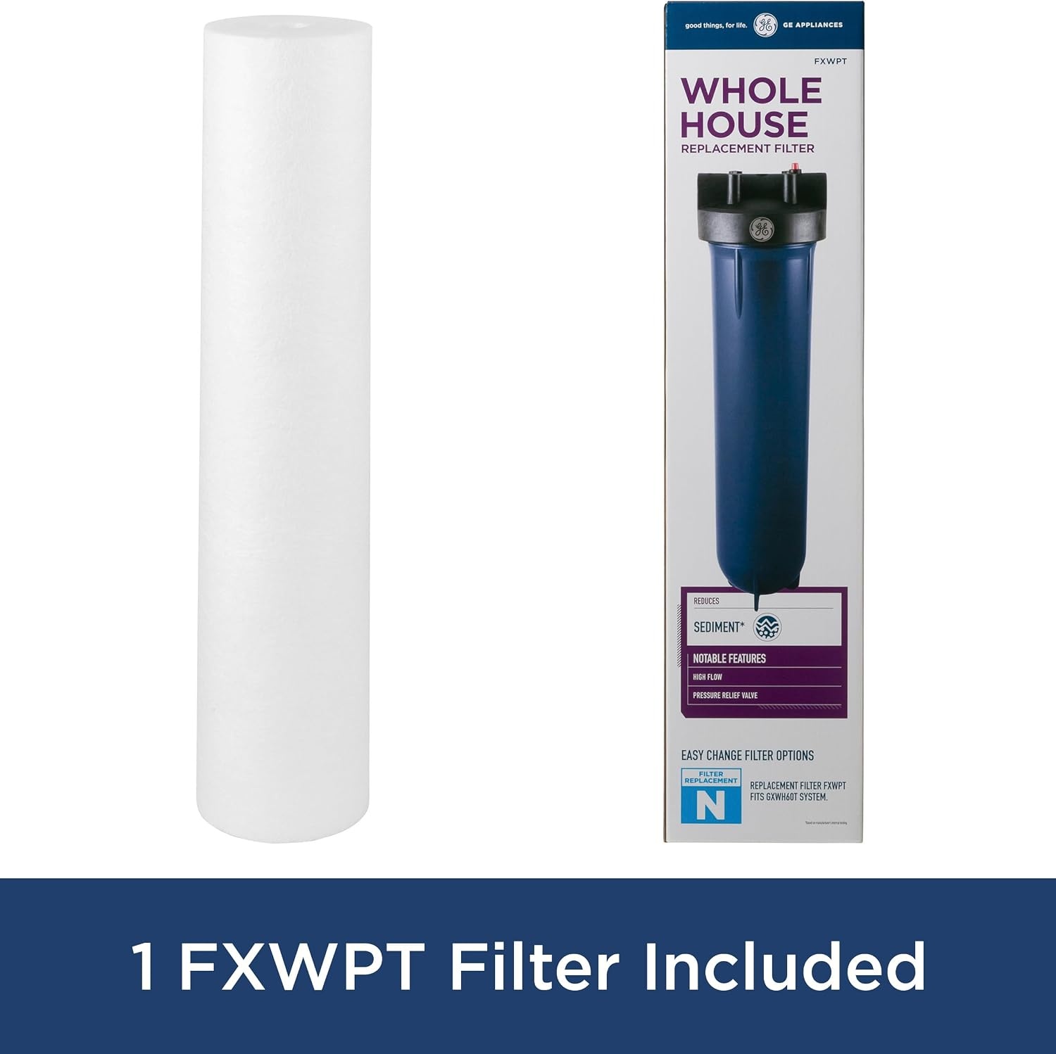 image:imageGE Heavy Duty Whole House Water Filtration System amp Filter  Reduces Sediment Rust amp More  Install Kit amp Accessories Included  GXWH60T FXWPTGXWH60T  FXWPT