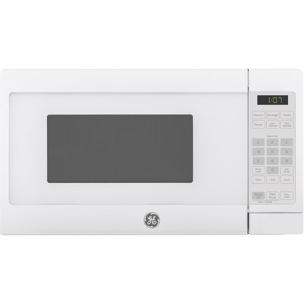 image:imageGE Countertop Microwave 700 Watt 07 Cu Ft Stainless Steel GCHK07N1WSS  4 Convenience Cook Settings OneTouch Controls Child Lock Technology Glass Turntable for Kitchen Dorm Office ApartmentWhite