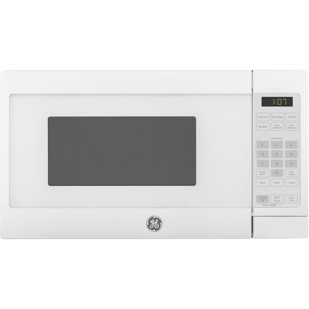 image:imageGE Countertop Microwave 700 Watt 07 Cu Ft Stainless Steel GCST07N1WSS  4 Convenience Cook Settings OneTouch Controls Child Lock Technology Glass Turntable for Kitchen Dorm Office ApartmentWhite