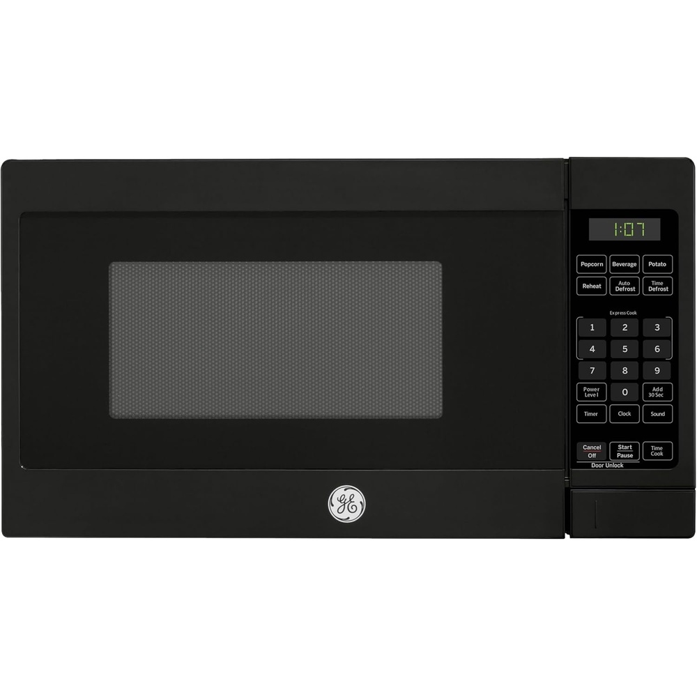 image:imageGE Countertop Microwave 700 Watt 07 Cu Ft Stainless Steel GCST07N1WSS  4 Convenience Cook Settings OneTouch Controls Child Lock Technology Glass Turntable for Kitchen Dorm Office ApartmentBlack