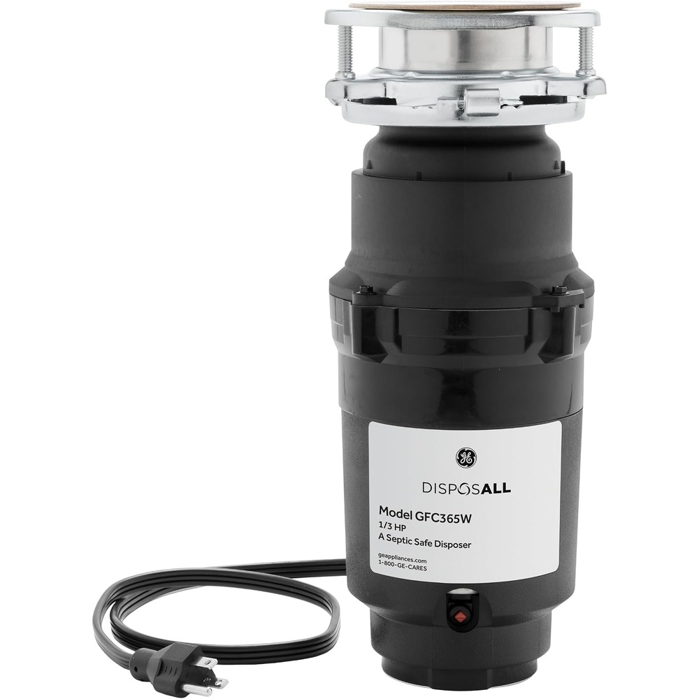image:imageGE Disposall Continuous Feed 1 HP Motor Garbage Disposer Good for Grinding Cooked Meat Beans amp Seeds Universal 3 Bolt Install amp Power Cord Included Recommended Families of 4 or More GFC1065W  Continuous Feed Jam Resistant Technology Quiet Motor Easy Install AntiClog Drain Boost 10Year Limited Warranty13 HP Corded Universal 3 Bolt