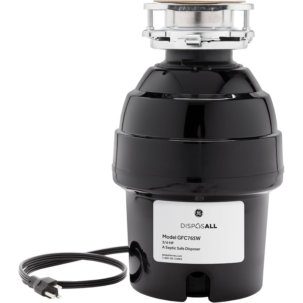 image:imageGE Disposall Continuous Feed 1 HP Motor Garbage Disposer Good for Grinding Cooked Meat Beans amp Seeds Universal 3 Bolt Install amp Power Cord Included Recommended Families of 4 or More GFC1065W  Continuous Feed Jam Resistant Technology Quiet Motor Easy Install AntiClog Drain Boost 10Year Limited Warranty34 HP Corded Universal 3 Bolt