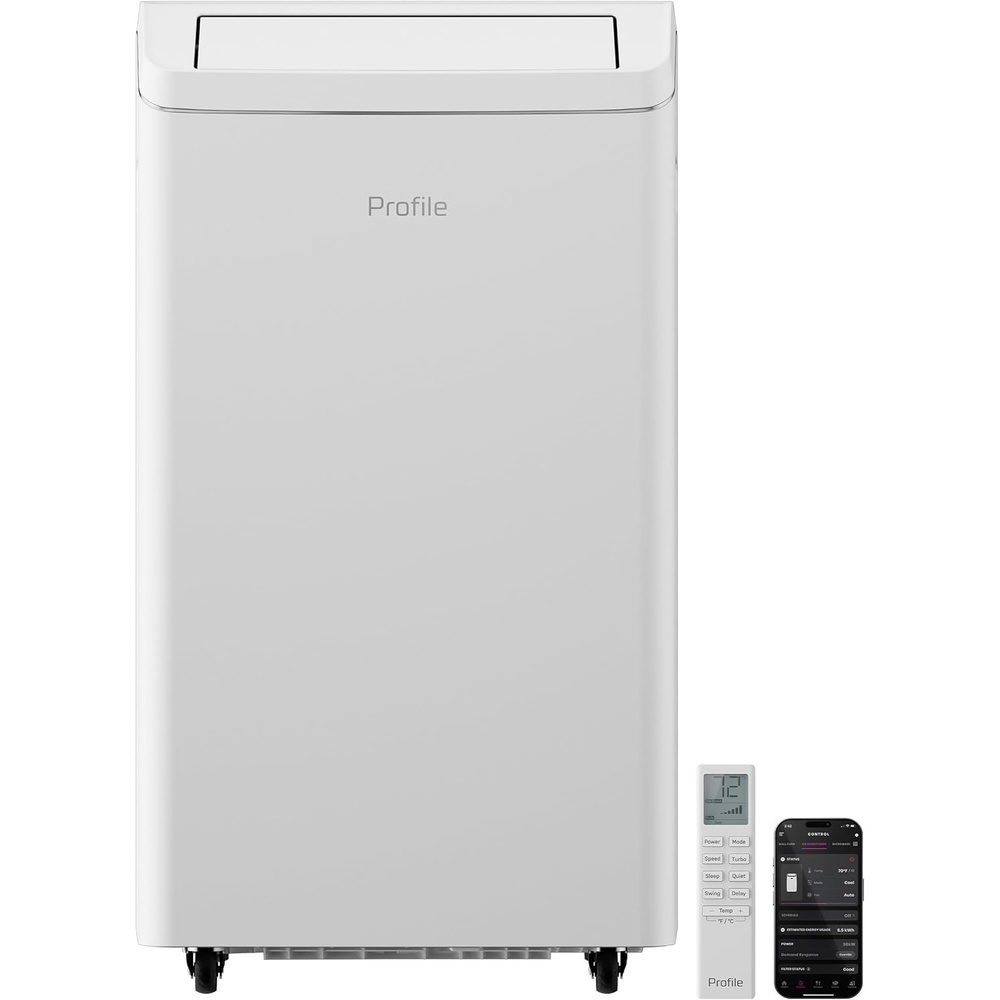image:imageGE Profile 10000 BTU Smart DualHose Portable Air Conditioner with Inverter 3in1 AC with Dehumidifier amp Fan Cools Rooms up to 450 Sq Ft Auto Evaporation WiFi Easy Install Kit WhiteWhite