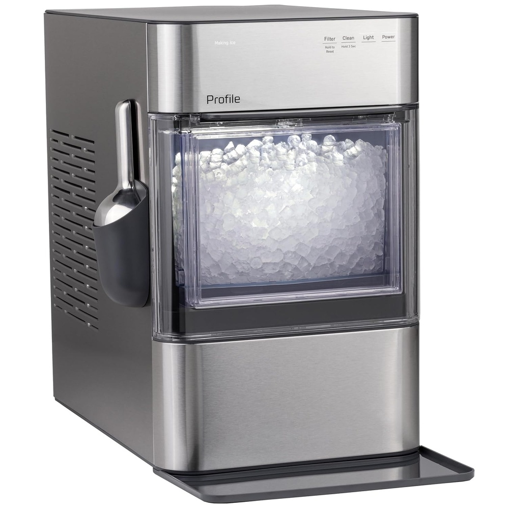 image:imageGE Profile Opal 20 Ultra Nugget Ice Maker with Scale Inhibiting Filter Scoop Included 38 lbs in 24 Hours Pellet Ice Machine with WiFi amp Smart Connected Stone WhiteStainless Steel