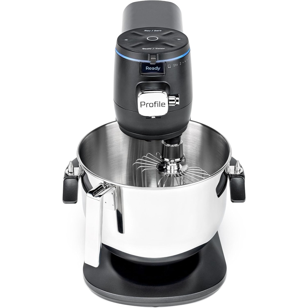 image:imageGE Profile Smart Stand Mixer wBuiltIn Smart Scale amp Auto Sense Technology 7qt Stainless Steel Bowl 11 Speed l Dough Hook Beater 11wire whip l works wAmazon Alexa amp Google Home l Stone WhiteCarbon Black