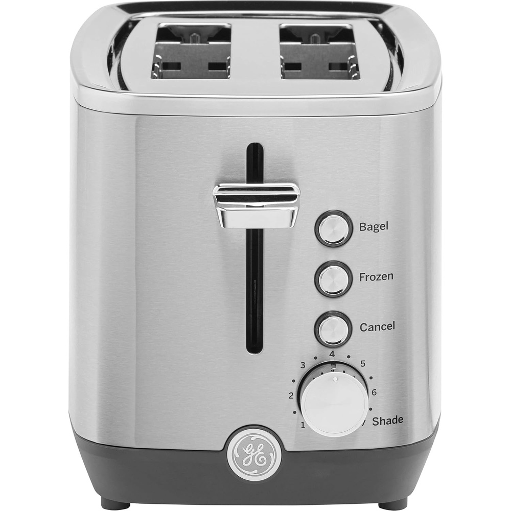 image:imageGE Stainless Steel 4 Slice Toaster  Extra Wide Slots for Bagels Breads Waffles amp More  7 Shade Options  Countertop Kitchen Essentials  1500 wattStainless Steel