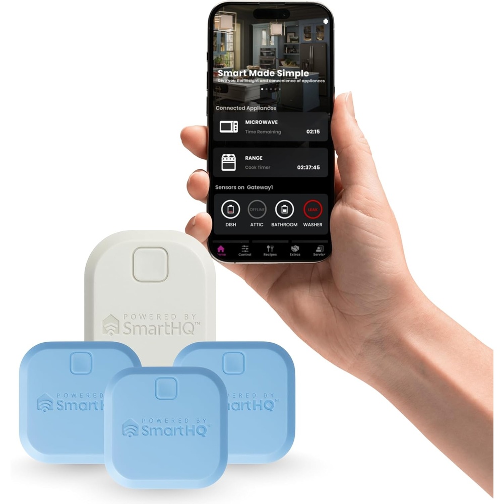 image:imageSmartHQ WiFi Water Leak Detector Personal Security Water Leak Alarm with App Alerts Wireless Leak Detection for Bathroom Laundry Room Basement Garage 3Pack Battery Included3 Sensors  Gateway
