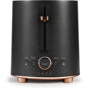 Café Express Finish 2-Slice Toaster | Extra-Wide Slots, Extra Lift for Waffles, Pastries, Texas Toast & More | 4 Pre-Set Functions, 8 Shade Options | Countertop Kitchen Essentials | Stainless Steel(Matte Black)