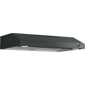GE 24in. Under Cabinet Range Hood, convertible Duct, 2 Speed Exhaust Fan, Front Control and Reusable Filter, White(Black)