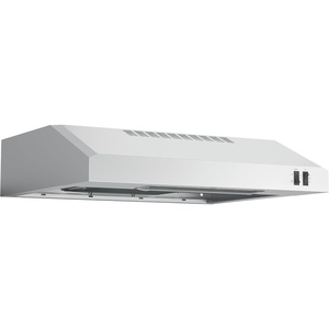 GE 24in. Under Cabinet Range Hood, convertible Duct, 2 Speed Exhaust Fan, Front Control and Reusable Filter, White(Stainless Steel)