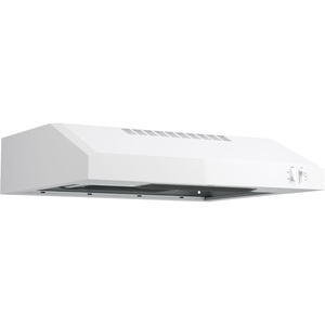 GE 24in. Under Cabinet Range Hood, convertible Duct, 2 Speed Exhaust Fan, Front Control and Reusable Filter, White(White)