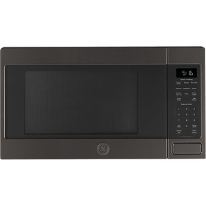 GE Countertop Microwave Oven, 1150 Watt, 1.6 Cu. Ft., Stainless Steel | 8 Convenience Cook Settings, One-Touch Controls, Child Lock Technology, Glass Turntable, for Kitchen, Dorm, Office, Apartment(Black Stainless)