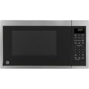 GE Countertop Microwave Oven, 900 Watt, 0.9 Cu. Ft., Black, GCST09N1WBB | 7 Convenience Cook Settings, One-Touch Controls, Child Lock Technology, Glass Turntable, for Kitchen, Dorm, Office, Apartment(Stainless Steel – Smart)