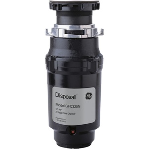 GE Disposall Continuous Feed 1/3 Horsepower Motor Garbage Disposer, Good for Grinding: Cooked Pasta & Fruit Peels, Easy Install Kit & Power Cord Included, Recommended for 1-2 Person Homes, GFC325N | Continuous Feed, Jam Resistant Technology, Quiet Motor, Anti-Clog Drain Boost, 7-Year Limited Warranty(1/3 HP Corded)