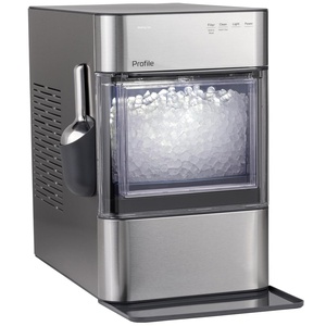 GE Profile Opal 2.0 Ultra Nugget Ice Maker with Scale Inhibiting Filter, Scoop Included, 38 lbs in 24 Hours, Pellet Ice Machine with WiFi & Smart Connected, Stone White(Stainless Steel)