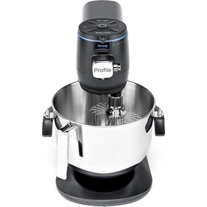 GE Profile Smart Stand Mixer w/Built-In Smart Scale & Auto Sense Technology, 7qt Stainless Steel Bowl, 11 Speed l Dough Hook, Beater, 11-wire whip l works w/Amazon Alexa & Google Home l Stone White(Carbon Black)