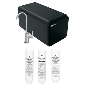 GE Profile Tankless Reverse Osmosis Under Sink Water Filtration System with Faucet & Filters | Reduces 95+ Impurities including Lead, Chlorine, Arsenic | PXRQ400T, FQ400PT, FQ400MT(PXRQ400T (Second Filter Set Included))