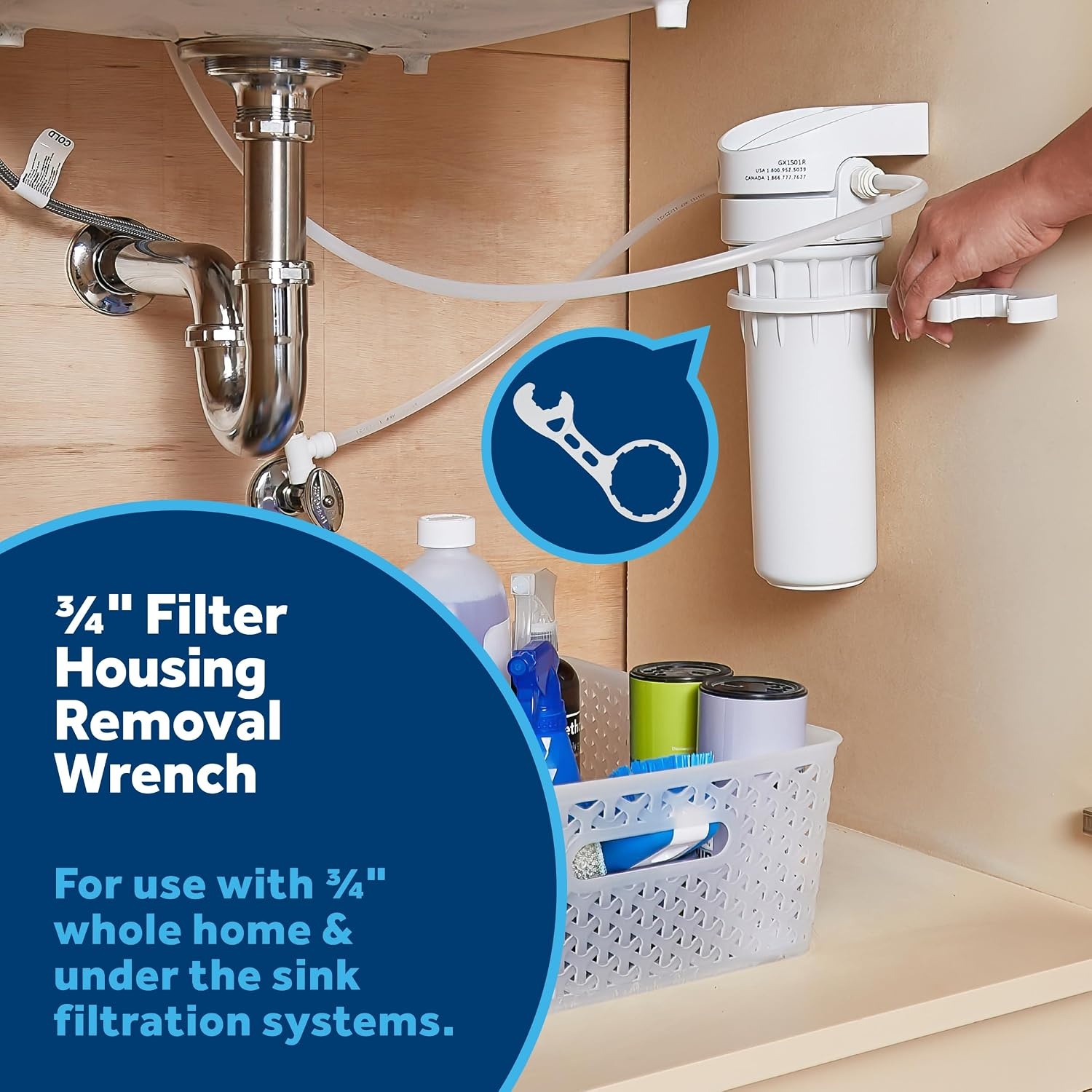 image:imageGE Carbon Water Filter Wrench Allows for Easy Removal of AtHome Water Filtration System Compatible With Various Water Filter System Models White UCWRNCH1 Count Pack of 1
