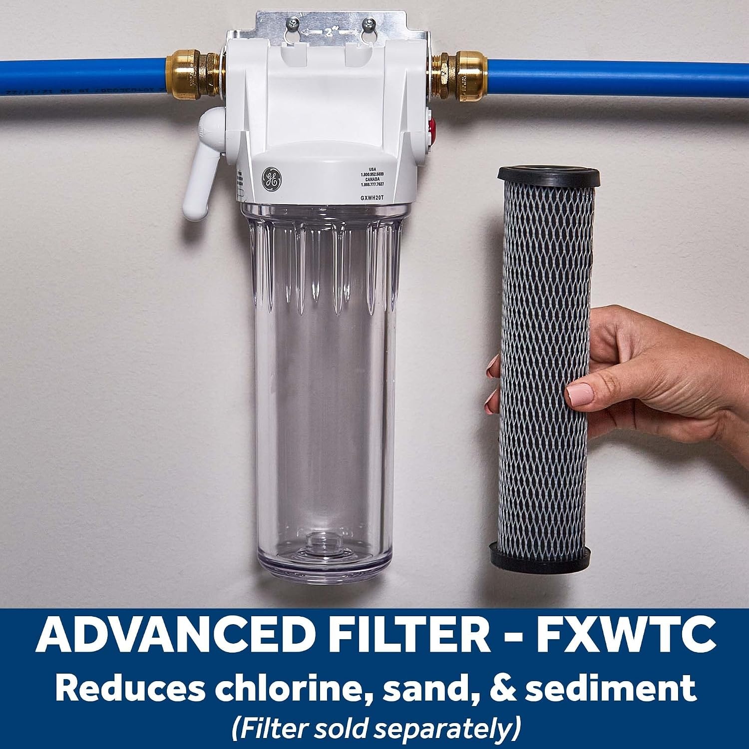 image:imageGE FXUSC Whole House Water Filter Replacement for Water Filtration System NSF Certified Reduces Sediment Rust amp Other Impurities from Water Replace Every 3 Months for Best Results 2 Filters1 Count Pack of 4