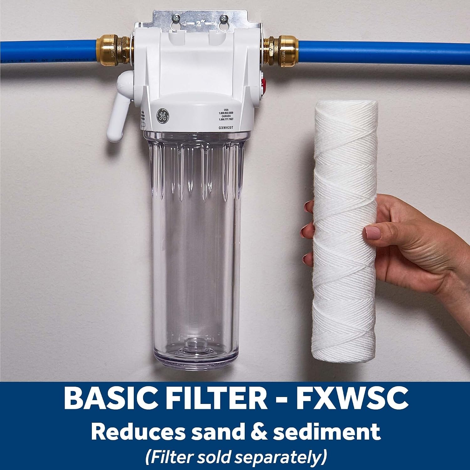 image:imageGE FXUSC Whole House Water Filter Replacement for Water Filtration System NSF Certified Reduces Sediment Rust amp Other Impurities from Water Replace Every 3 Months for Best Results 2 Filters1 Count Pack of 1