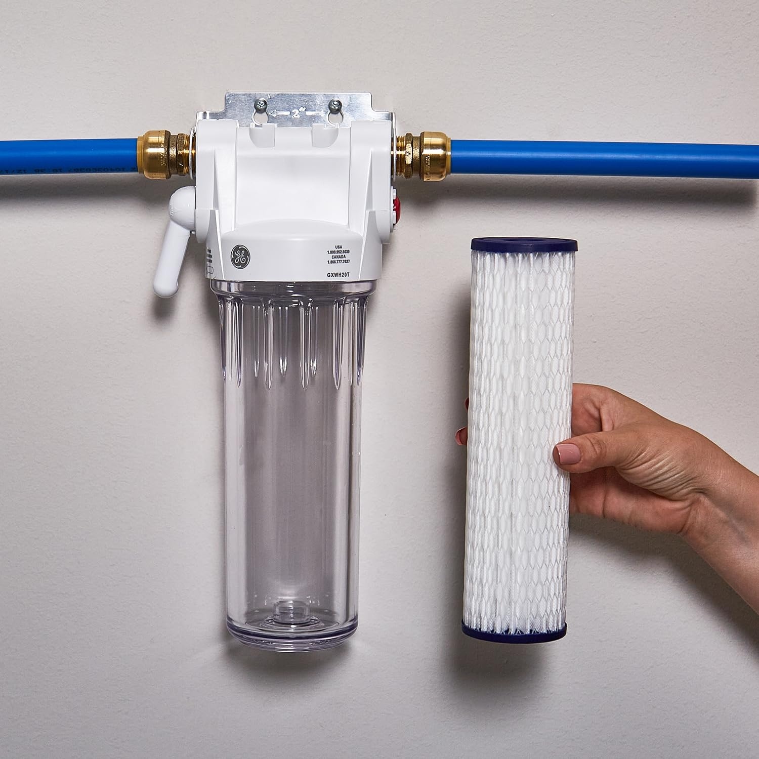 image:imageGE FXUSC Whole House Water Filter Replacement for Water Filtration System NSF Certified Reduces Sediment Rust amp Other Impurities from Water Replace Every 3 Months for Best Results 2 Filters1 Count Pack of 2