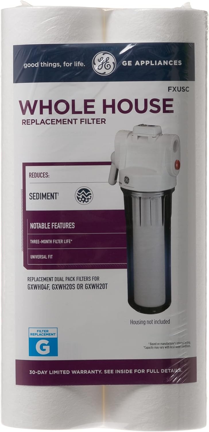 image:imageGE FXUSC Whole House Water Filter Replacement for Water Filtration System NSF Certified Reduces Sediment Rust amp Other Impurities from Water Replace Every 3 Months for Best Results 2 Filters1 Count Pack of 2