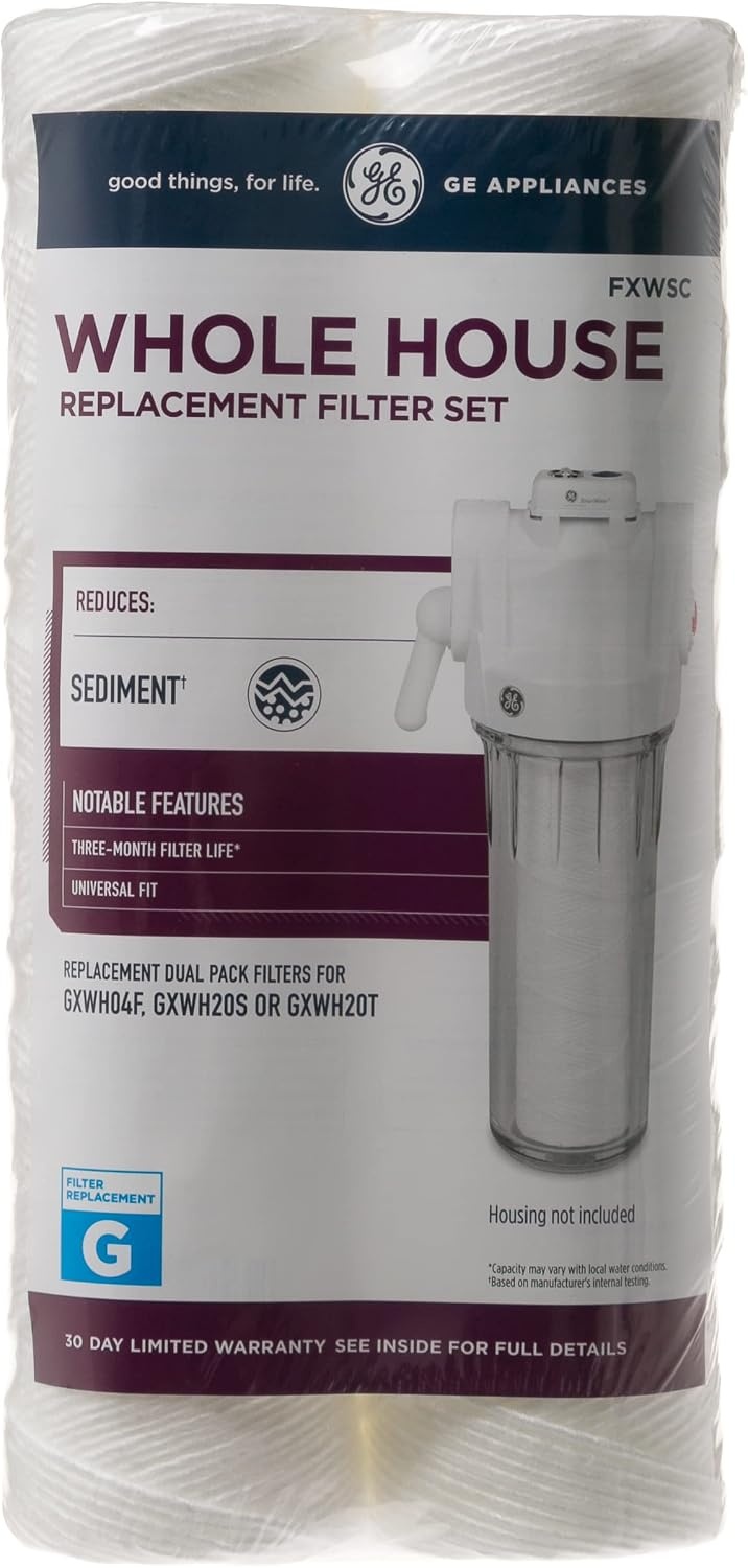 image:imageGE FXUSC Whole House Water Filter Replacement for Water Filtration System NSF Certified Reduces Sediment Rust amp Other Impurities from Water Replace Every 3 Months for Best Results 2 Filters1 Count Pack of 4
