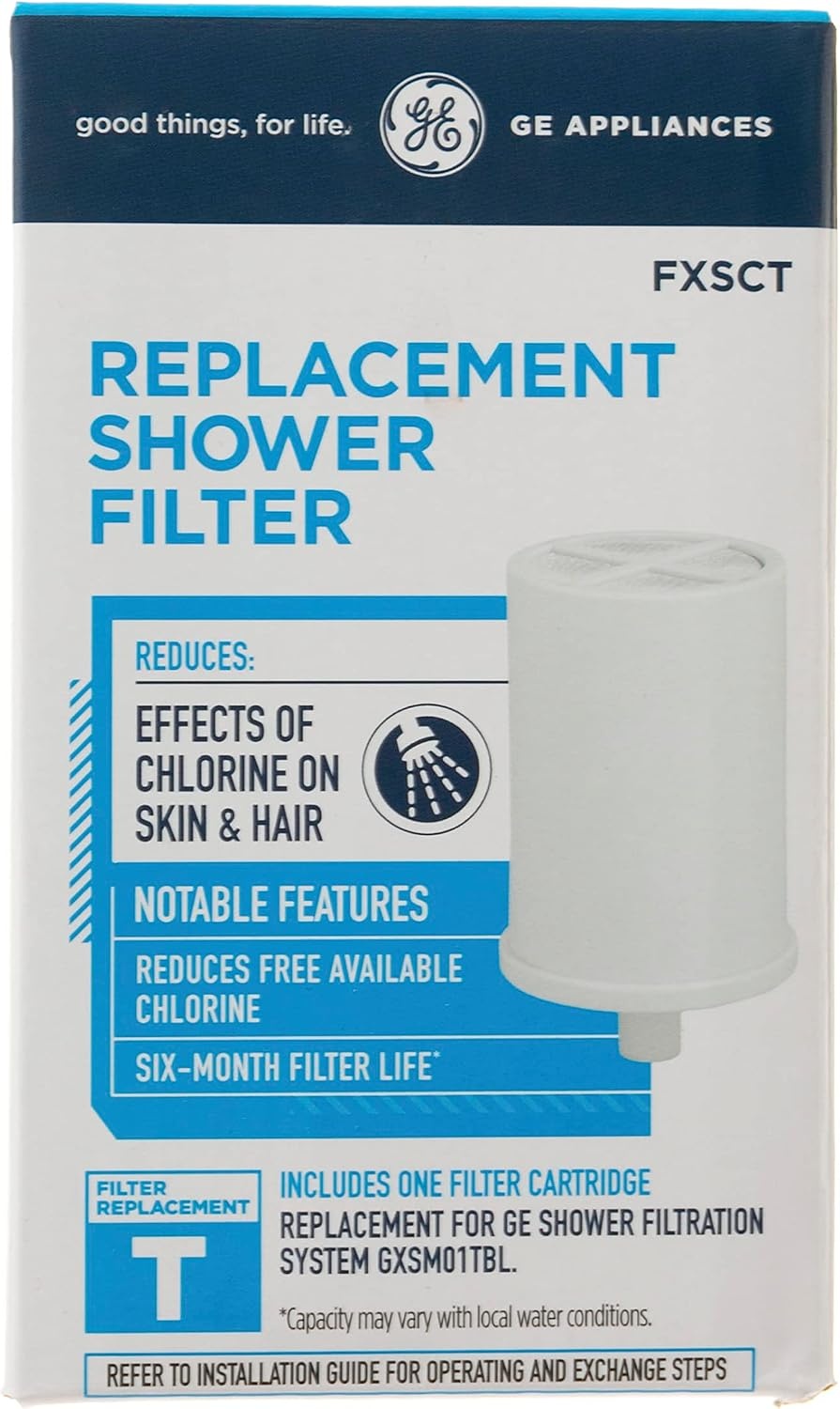 image:imageGE Shower Replacement Filter Removes Chlorine Fits GXSM01TBL Filtration System Replace Every 6 Months FXSCT1 Count Pack of 2