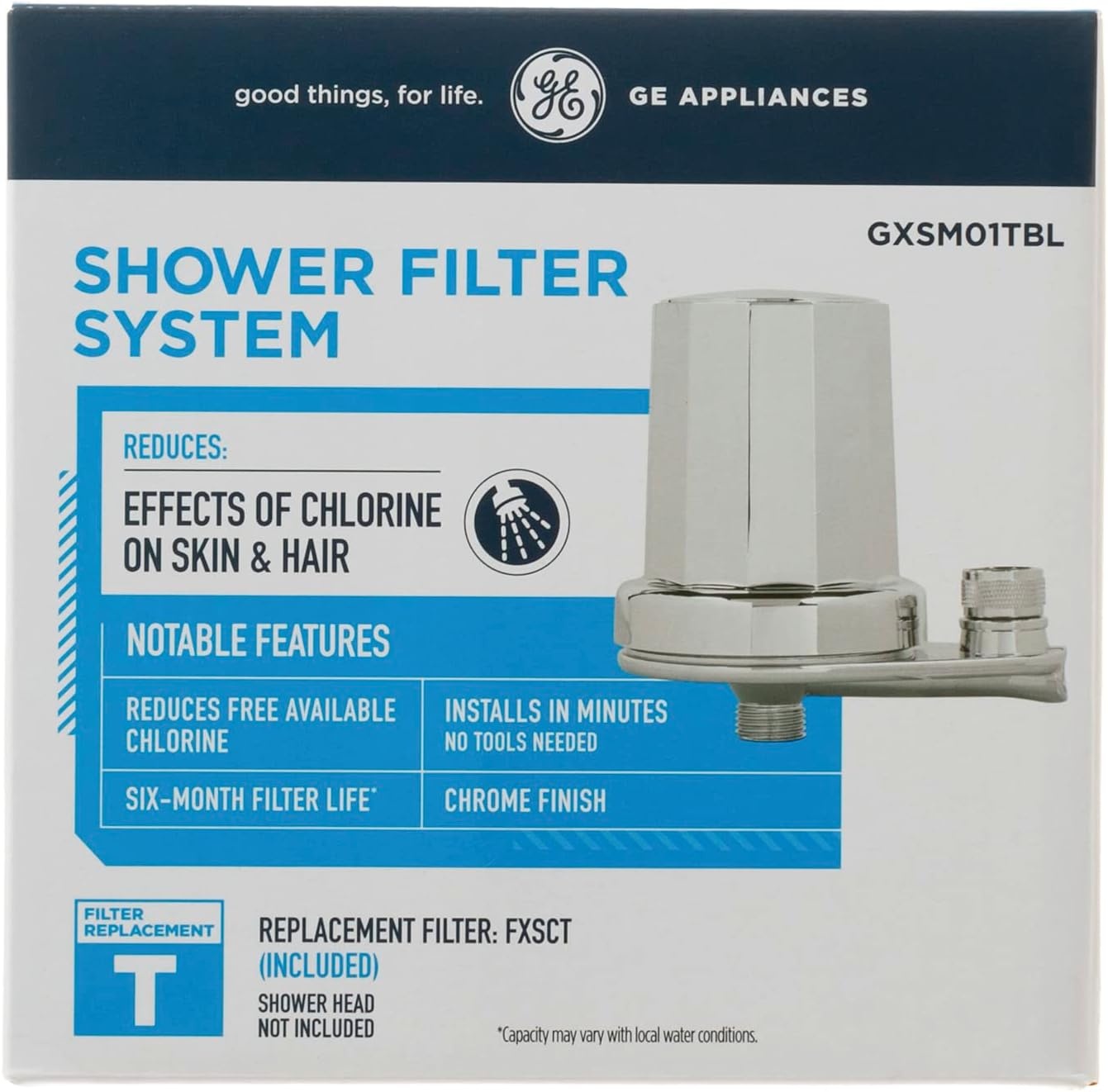 image:imageGE Shower Replacement Filter Removes Chlorine Fits GXSM01TBL Filtration System Replace Every 6 Months FXSCT1 count  pack of 2