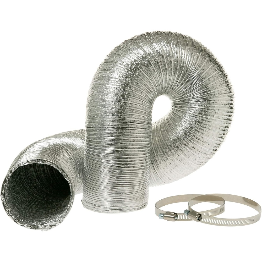 image:imageGE Appliances Premium 5layer Aluminum Dryer Duct 8 foot x 4 inches FireResistant and Crush Resistant Insulated Dryer Vent Hose for HVAC Ventilation with 2 Clamps 4in 8ft