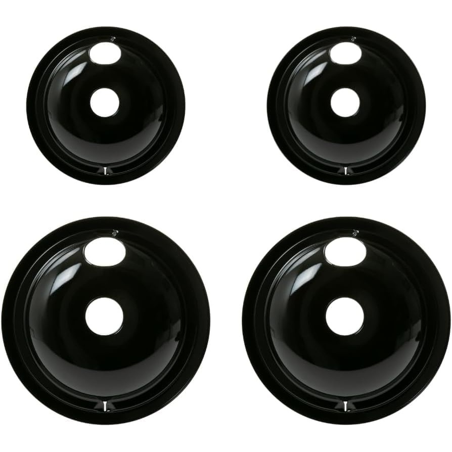 image:imageGE Appliances Stove Drip Pans  Genuine Appliances Manufactured OEM Part  Electric Stove Burner Drip Pans  4 Piece Set 6 and 8 Drip Pan Kit  Porcelain Range Replacement Stove Burner Bowls6 in  8 in Pack of 8