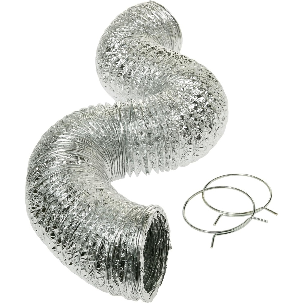 image:imageGE Flexible 4Ply Aluminum Clothes Dryer Vent Duct 4 inch 8 feet with Clamps UL Approved OEM PM8X73