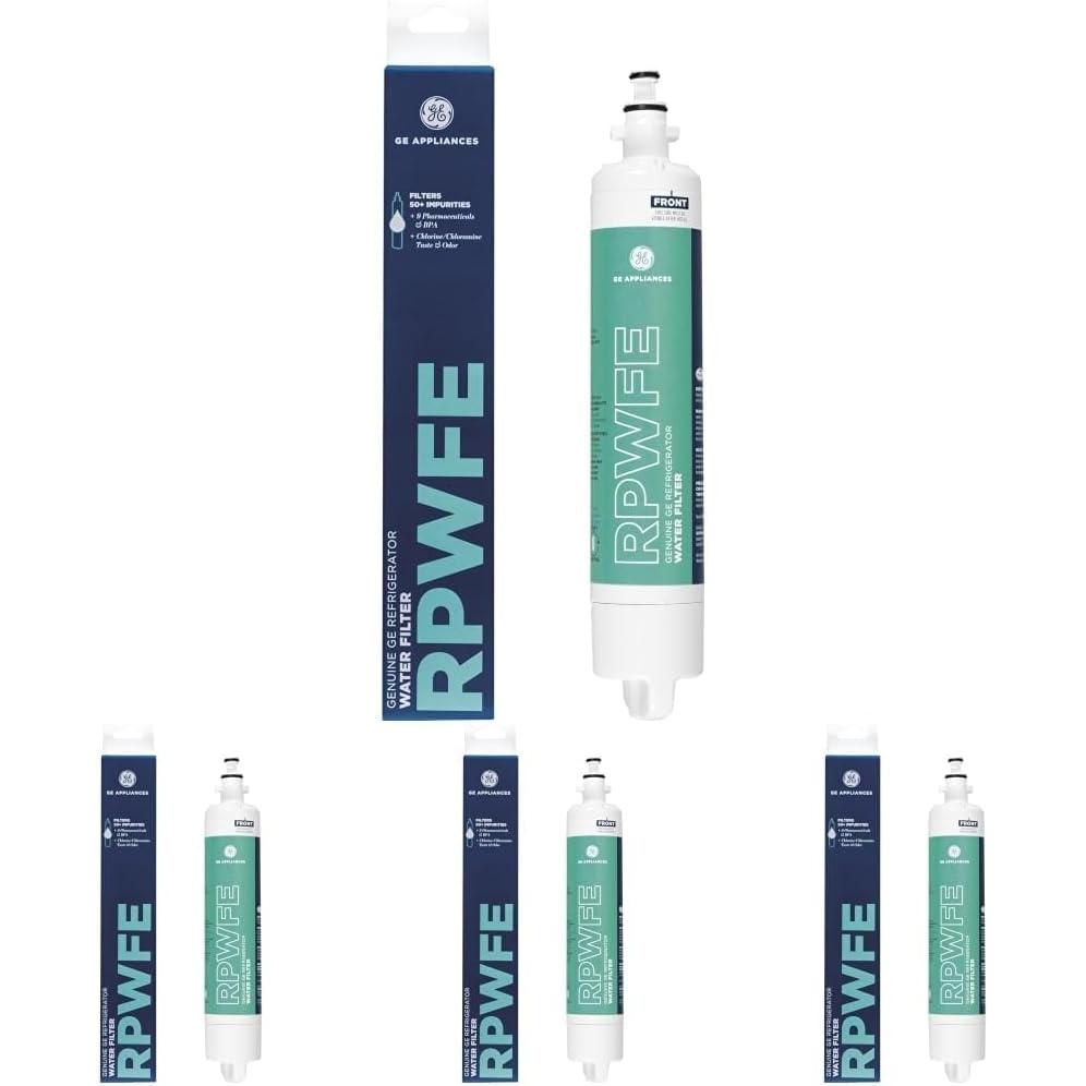 image:imageGE RPWFE Refrigerator Water Filter Genuine Replacement Filter Certified to Reduce Lead Sulfur and 50 Other Impurities Replace Every 6 Months for Best Results Pack of 1Pack of 4
