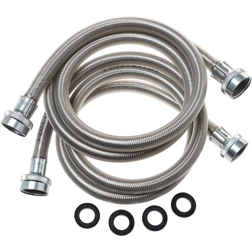 image:imageGeneral Electric PM14X10005 Stainless Steel Washing Machine Hoses 4Foot 2pack