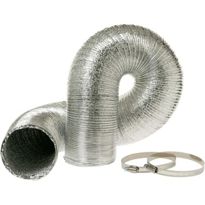 GE Appliances Premium 5-layer Aluminum Dryer Duct, 8 foot x 4 inches, Fire-Resistant and Crush Resistant, Insulated Dryer Vent Hose for HVAC Ventilation with 2 Clamps (4in 8ft)