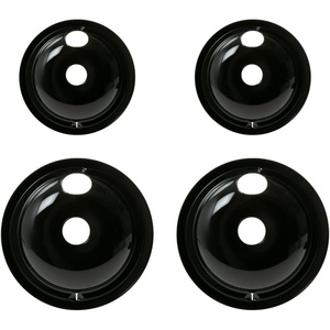 GE Appliances Stove Drip Pans | Genuine Appliances Manufactured OEM Part | Electric Stove Burner Drip Pans | 4 Piece Set, 6″ and 8″ Drip Pan Kit | Porcelain Range Replacement Stove Burner Bowls(6 in & 8 in (Pack of 8))
