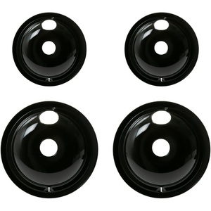 GE Appliances Stove Drip Pans | Genuine Appliances Manufactured OEM Part | Electric Stove Burner Drip Pans | 4 Piece Set, 6″ and 8″ Drip Pan Kit | Porcelain Range Replacement Stove Burner Bowls(6 in & 8 in)