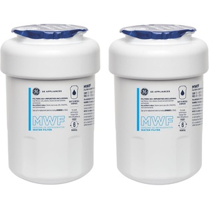 GE MWF™ Refrigerator Water Filter, Genuine Replacement Filter, Certified to Reduce Lead, Microplastics, PFOA/PFOS, and 50+ Other Impurities, Compatible with GE Appliances Brands, Pack of 2(Pack of 2)
