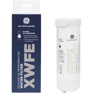 GE XWFE™ Refrigerator Water Filter, Genuine Replacement Filter, Certified to Reduce Lead, Microplastics, PFOA/PFOS, and 50+ Other Impurities, Compatible with GE Appliances Brands, Pack of 2(Pack of 1)
